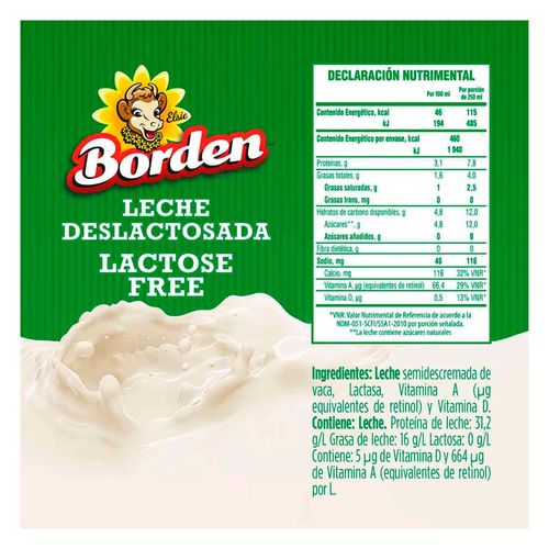 Leche UHT Borden Deslactosada Slim 1L