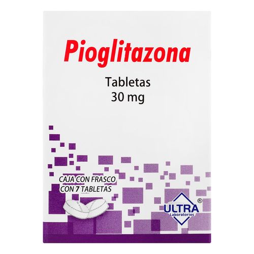 Tabletas Genéricas Pioglitazona 30mg Frasco con 7 Tabletas