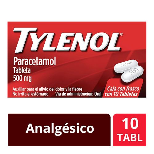 Analgésico TYLENOL 10 Tabletas 500 mg