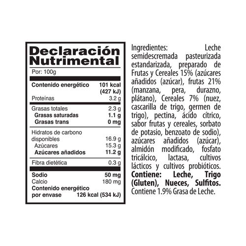 Yoghurt Yoplait Batido Frutas y Cereales 125g