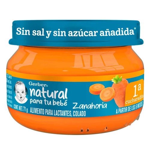 Papilla Gerber Cosecha Natural Etapa 1 Zanahoria 71g