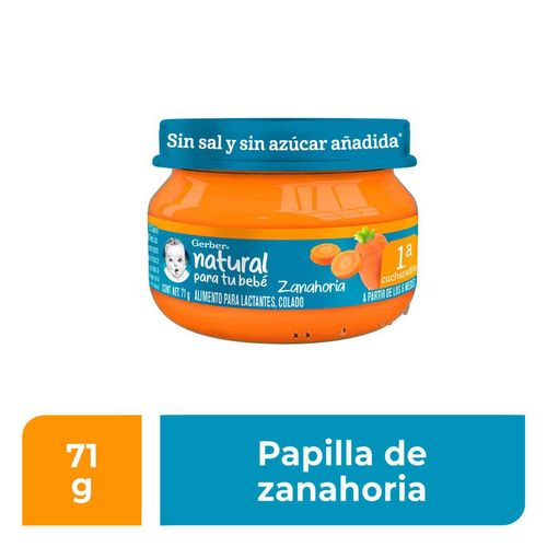 Papilla Gerber Cosecha Natural Etapa 1 Zanahoria 71g