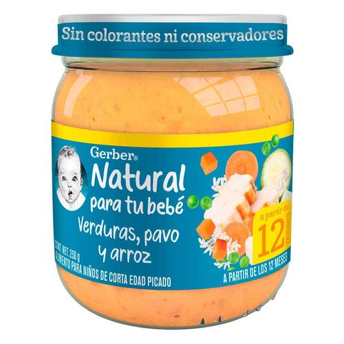 Papilla Gerber Gourmet Etapa 4 Pavo Verduras y Arroz 250g