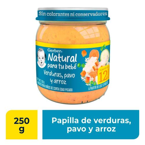 Papilla Gerber Gourmet Etapa 4 Pavo Verduras y Arroz 250g