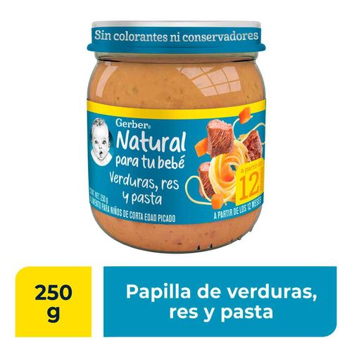 Papilla Gerber Gourmet Etapa 4 Res Verudras y Pasta 250g