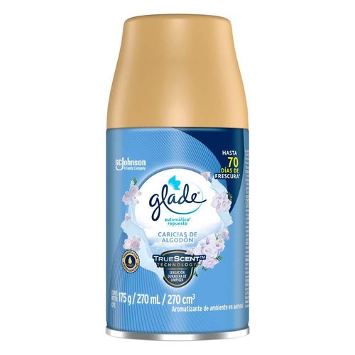 Aromatizante Automático en Aerosol Glade Caricias de Algodón Repuesto de 175g