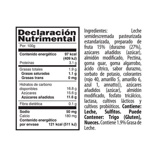 Yoghurt Yoplait batido sabor durazno 125g