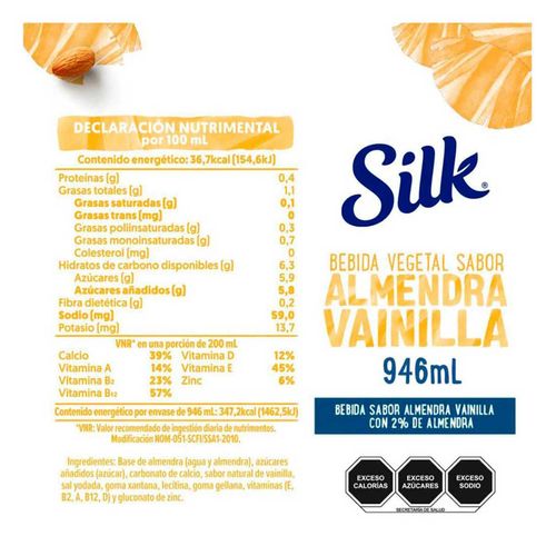 Alimento Líquido Silk de Almendra Con Vainilla 946ml