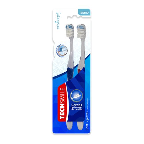 Cepillo Dental Adulto Envisage Tech Smile Cerdas Medianas 2 Piezas