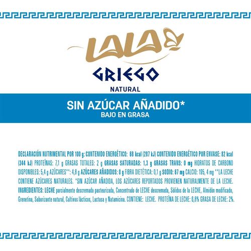 Yoghurt Lala Griego Natural Sin Azúcar 120g