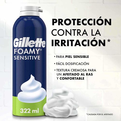Gillette Foamy Sensitive Espuma para Afeitar para Piel Sensible 322 ml