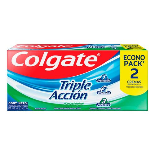 Pasta Dental Colgate Triple Acción Menta Original 2 Piezas 115ml