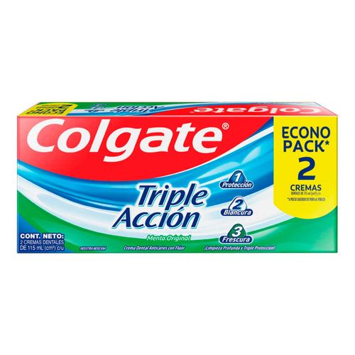 Pasta Dental Colgate Triple Acción Menta Original 2 Piezas 115ml