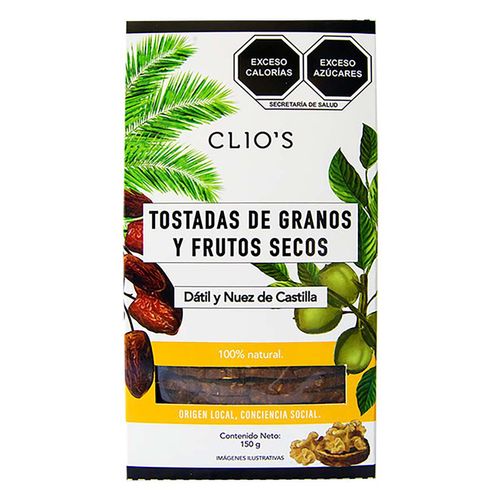 Tostadas de granos y frutos secos Dátil y Nuez de Castilla, CLIO´S 150g