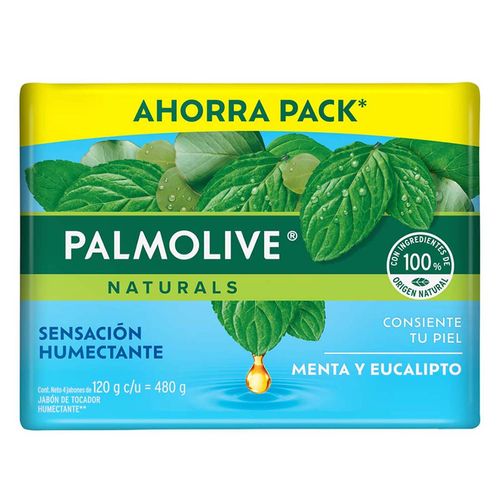 Jabón Tocador Palmolive Naturals Menta y Eucalipto Sensación Humectante 4x120g
