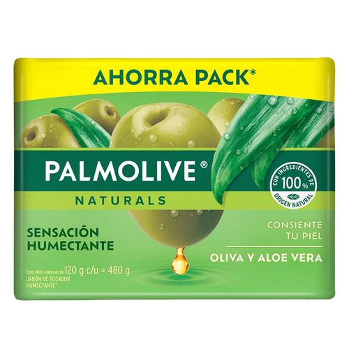 Jabón de Tocador Palmolive Naturals Aloe y Oliva Sensación Humectante 4x120g