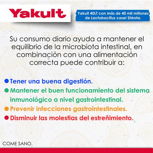 Yakult  40 LT Producto a base de leche fermentada sin azúcar 80ml