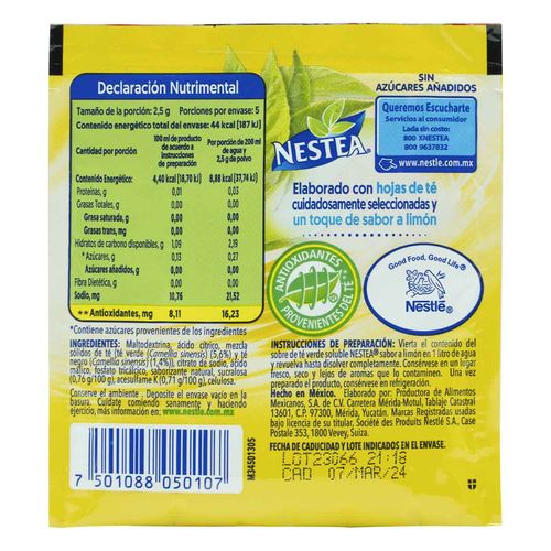 Concentrado En Polvo Nestea Té Verde Limón 12.5g