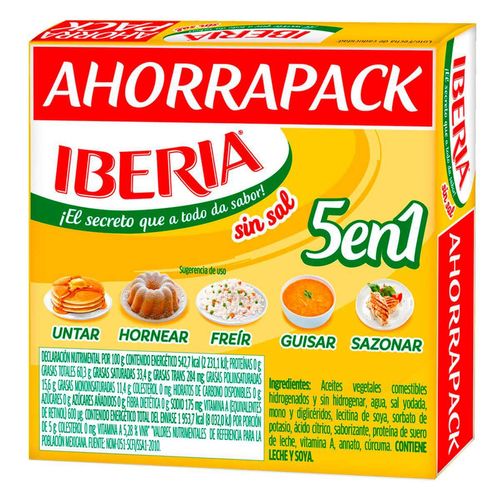 Margarina Iberia sin Sal 4 Piezas de 90g