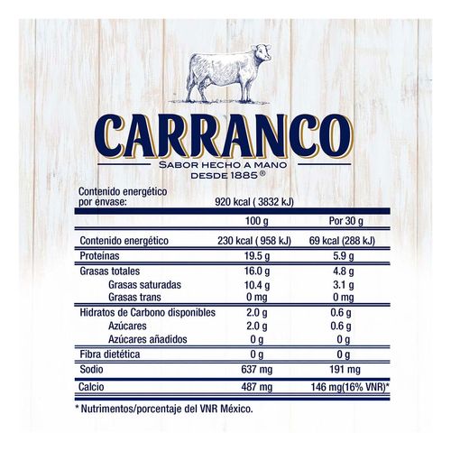 Queso Carranco Panela Light 400g