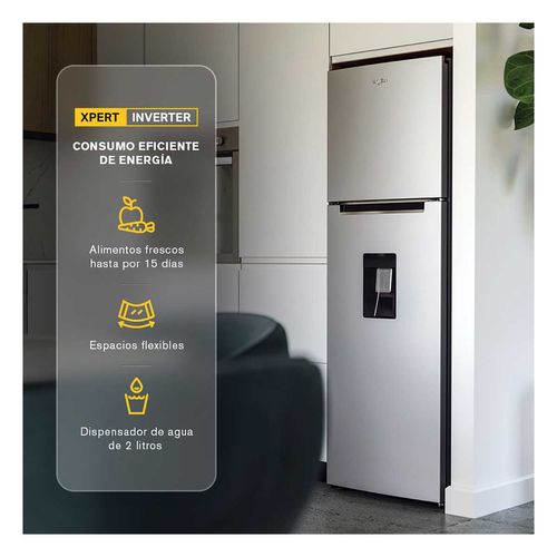 Refrigerador Whirlpool Xpert Inverter Top Mount 9 Pulgadas Dispensador WT32209D