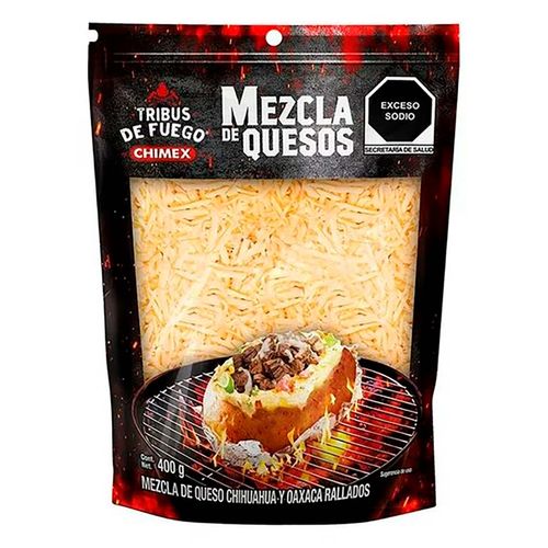 Queso Chihuahua y Oaxaca Rallado Tribus de Fuego Chimex 400g