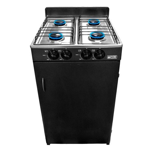 Parrilla a Gas Super Flama de Cuatro Quemadores con Gabinete Negra GABY-CA-N