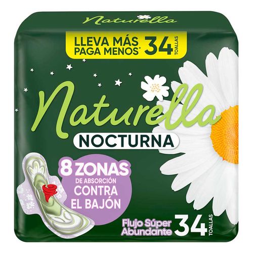Toallas Femeninas Naturella Nocturna Flujo Super Abundante 34 Unidades