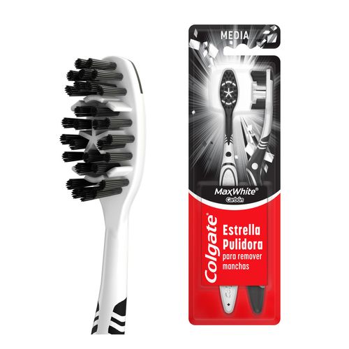 Cepillo de Dientes Colgate Max White Carbón Medio 2 Piezas