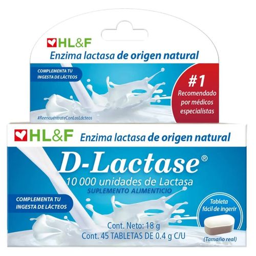 Suplemento Alimenticio D-Lactase 45 Tabletas