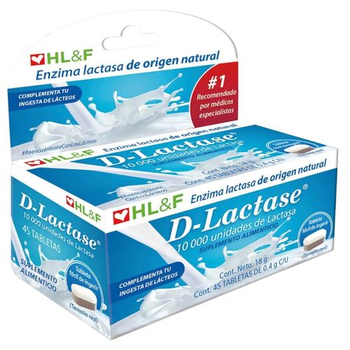 Suplemento Alimenticio D-Lactase 45 Tabletas