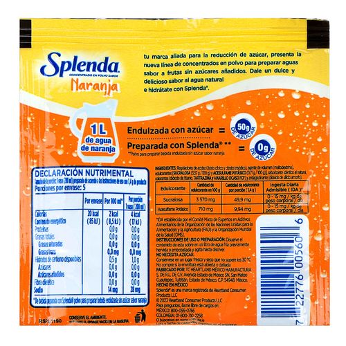 Concentrado En Polvo Splenda Naranja 7g
