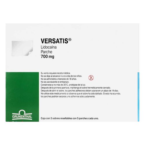 Parches Versatis 700mg 5 Parches