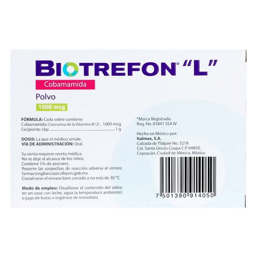 Biotrefon l 1000mcg Polvo con 48 Sobres