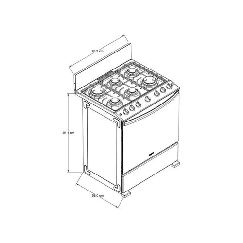 Estufa de Piso Whirlpool 30 Pulgadas 6 Quemadores Gris WF-7419D