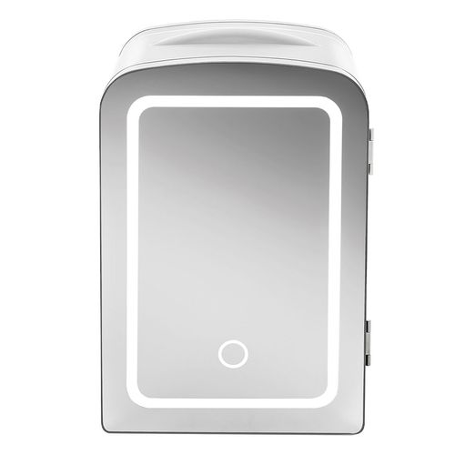Mini Refri Chefman Portátil 4L con Espejo y Luz LED Blanco