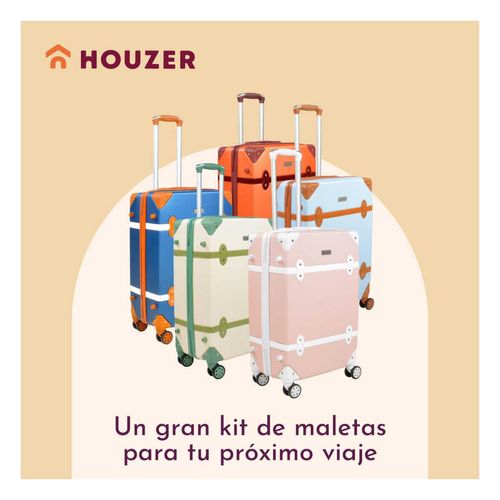 Maletas Houzer Vintage Resistentes Retro Tipo Baúl Azul Cielo Set de 4 Maletas
