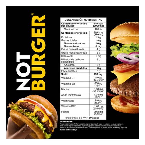 Hamburguesa Not Burger Base de Vegetales 400g