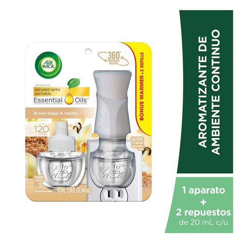 Aromatizante Air Wick Brown Sugar & Vanilla Difusor + 2 Pack de 20ml c/u