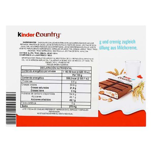 Chocolate Kinder Country 211 Gr