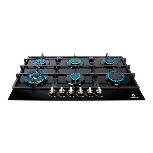 Parrilla Supra Empotrable a Gas 6 Quemadores 87cm Diamond Glass