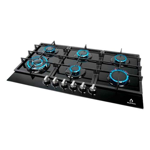 Parrilla Supra Empotrable a Gas 6 Quemadores 87cm Diamond Glass