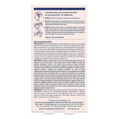 Tiras de Cera Fría Nair Facial y Areas Corporales Pequeñas