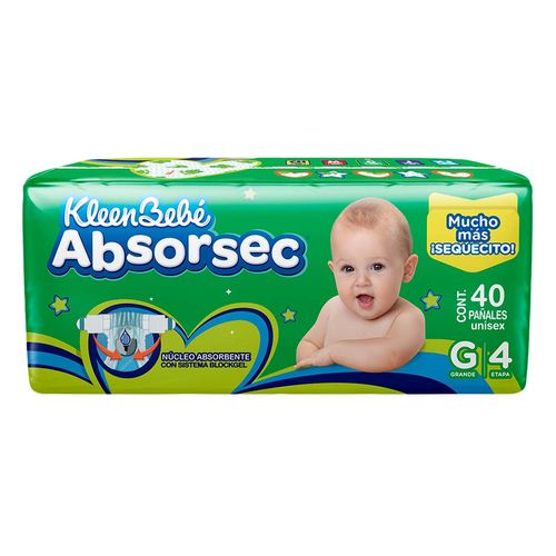 Pañales KleenBebé Absorsec Etapa 4 Grandes 40 Pañales
