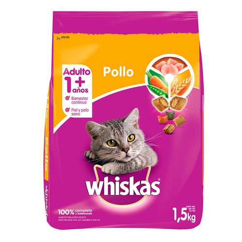 Croquetas Whiskas para Gatos Receta Aves 1.5Kg + 200g