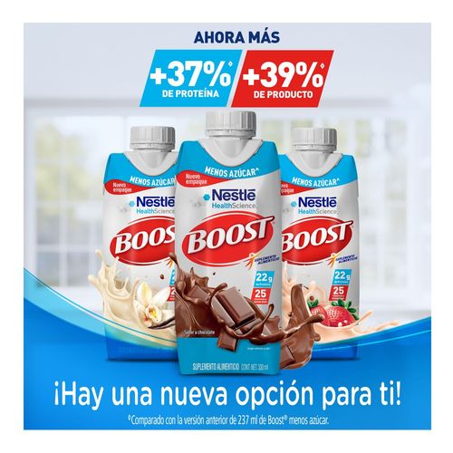 Suplemento Alimenticio Nestlé Boost Sabor Chocolate Menos Azúcar 330ml