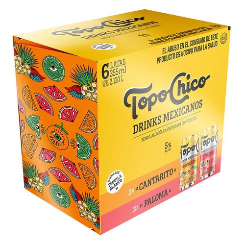 Bebida Alcohólica Topochico Cantarito y Paloma 6 Latas de 355ml c/u
