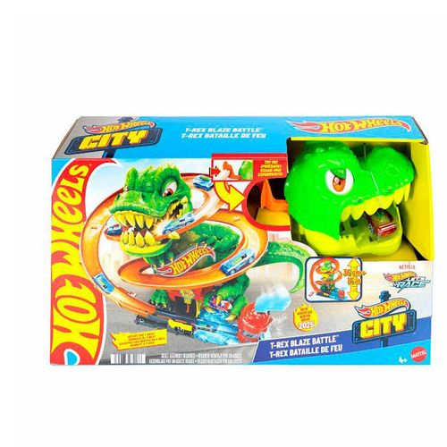 Hot Wheels City Pista T-Rex vs Estación de Bomberos