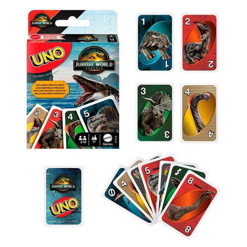 UNO Juego de Cartas Jurassic World Rebirth para Niños