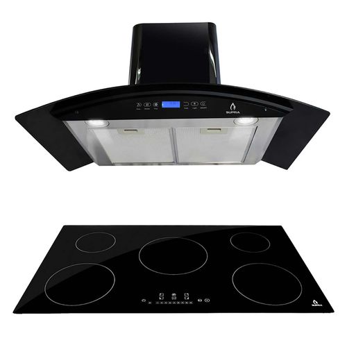 Combo Supra Portofino Parrilla de Inducción Magnetica con 5 Quemadores y Campana de Pared